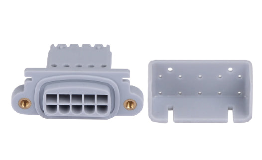 Two gray connectors on a white background