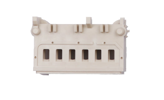 White plastic component on a white background