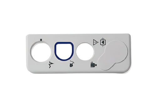 Control panel with various symbols on a white background