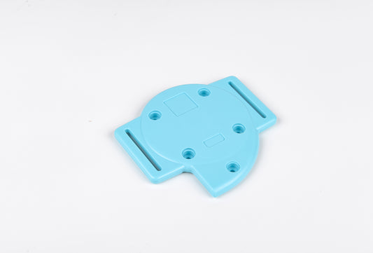 Blue plastic bracket on a white background