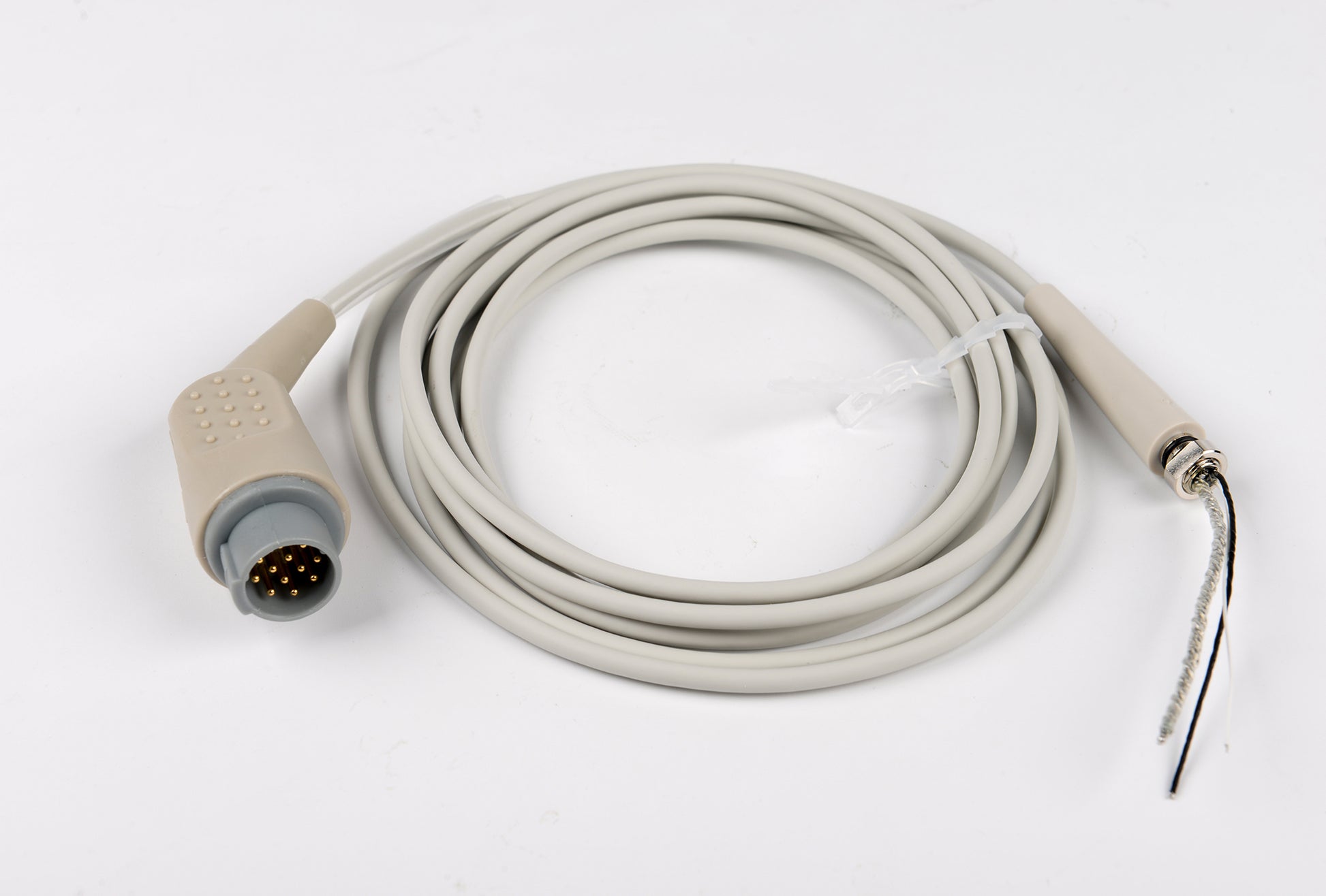Medical cable with connectors on a white background