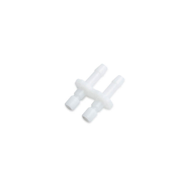 A bag containing 10 white GE DINACLICK connectors for dual-tube Critikon cuffs.