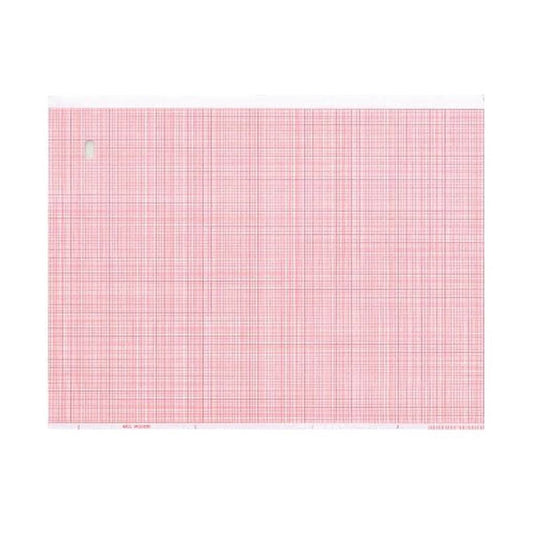 Pink checkered paper with a white border on a white background