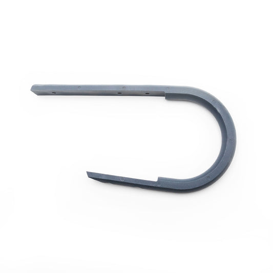 This is an image of a gray Hillrom compatible foot support handle or bumper, which is a component for medical equipment.