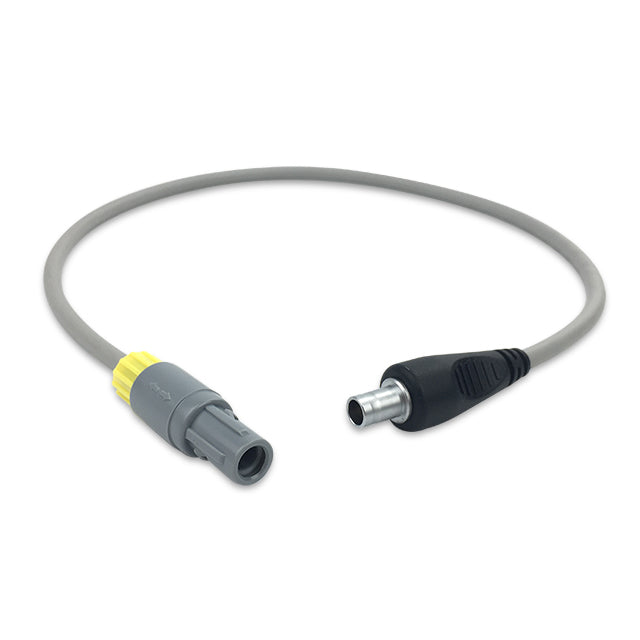 An inspiratory heater wire adapter with one male and one female connector, 0.45m in length, designed for use with MR850 and HC550 ventilators.