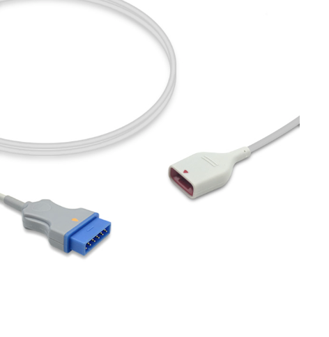 An SpO2 adapter cable with a gray color scheme, including a flat 11-pin connector on one end and a compatible connector on the other, against a white background.
