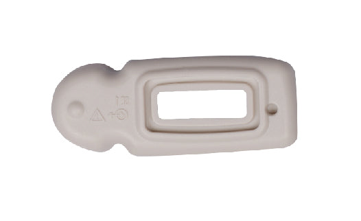 White plastic buckle on a white background