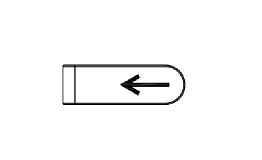 Black arrow symbol on a white background