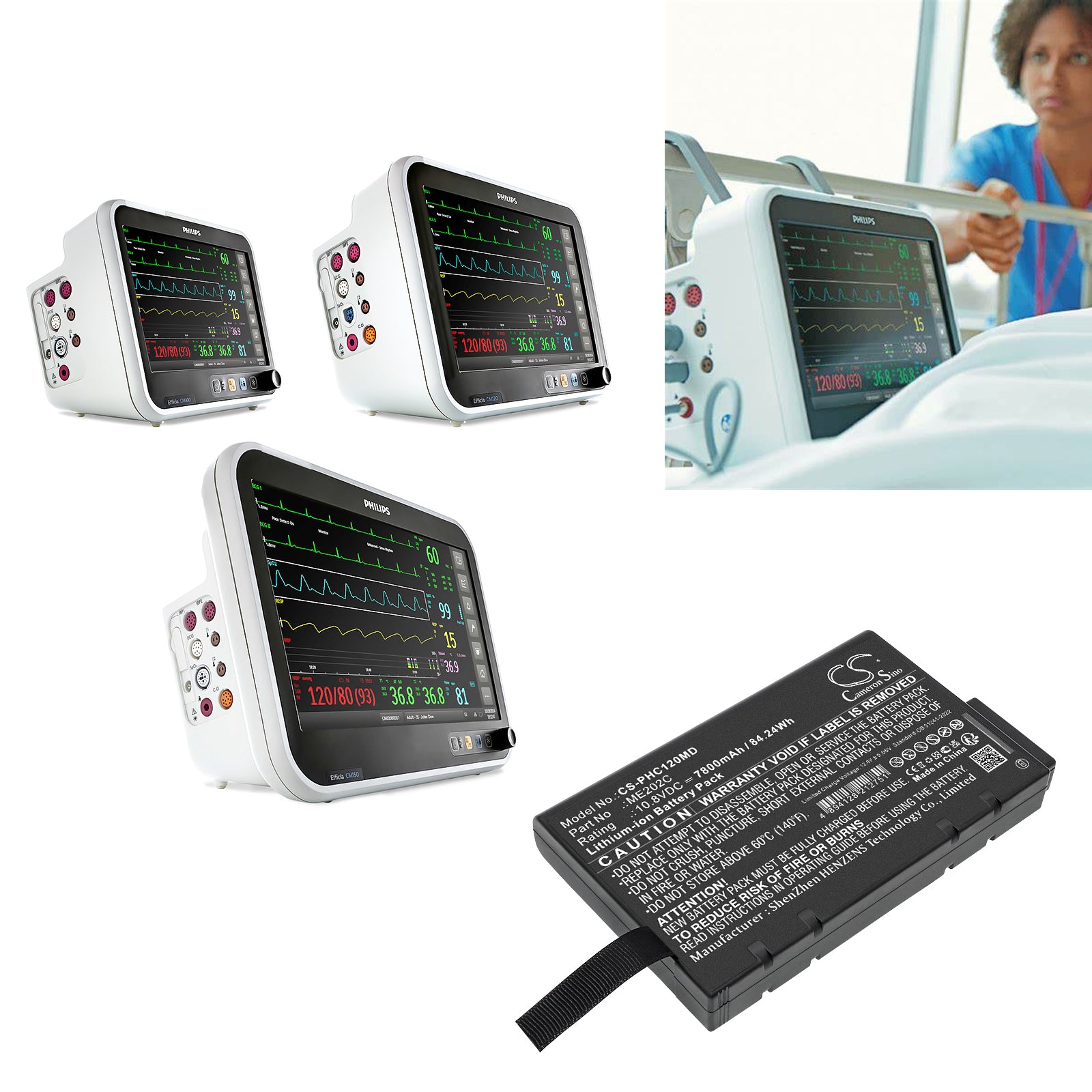 Philips Efficia CM10 CM12 Monitor Battery | CS-PHC120MD