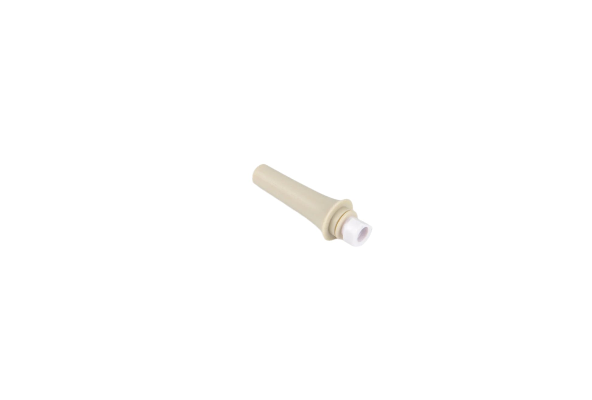 Beige and white cylindrical object on a white background