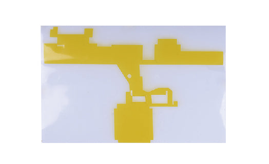 Yellow geometric design on a white background