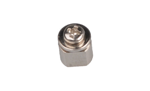 Metallic connector on a white background