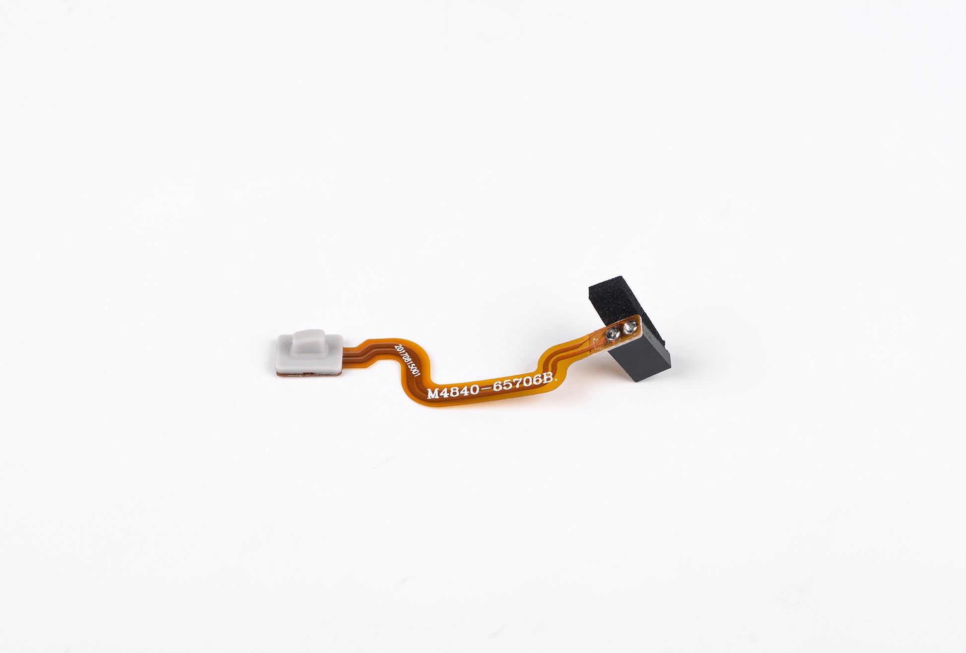 Flexible circuit board with connectors on a white background