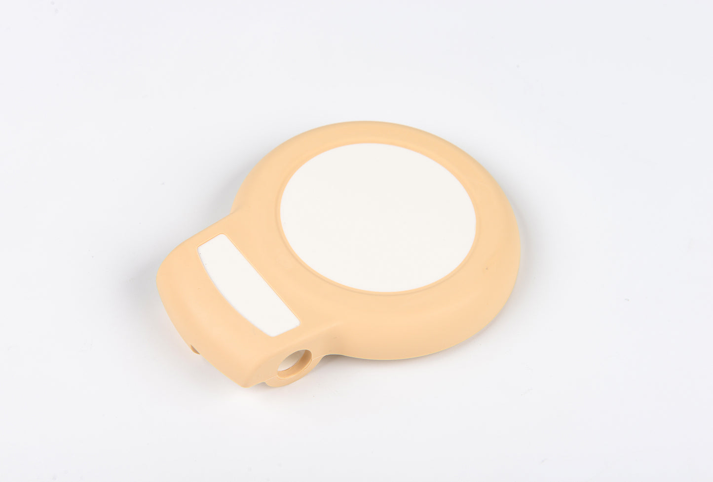 Beige light bulb-shaped object on a white background