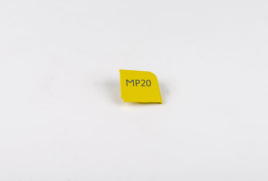 Yellow label with 'MP20' text on a white background