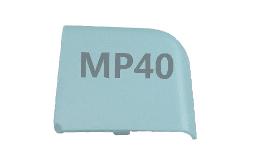 Light blue plastic cover with 'MP40' text on a white background