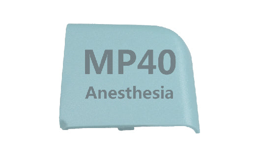 Light blue rectangular object with 'MP40 Anesthesia' text on a white background