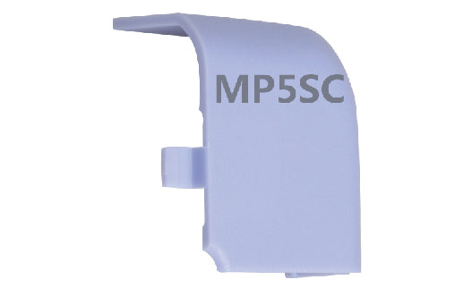 Light blue plastic component with 'MP5SC' text on a white background