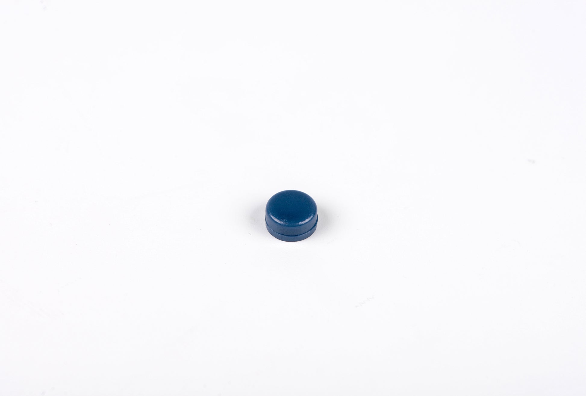 Small blue circular object on a white background