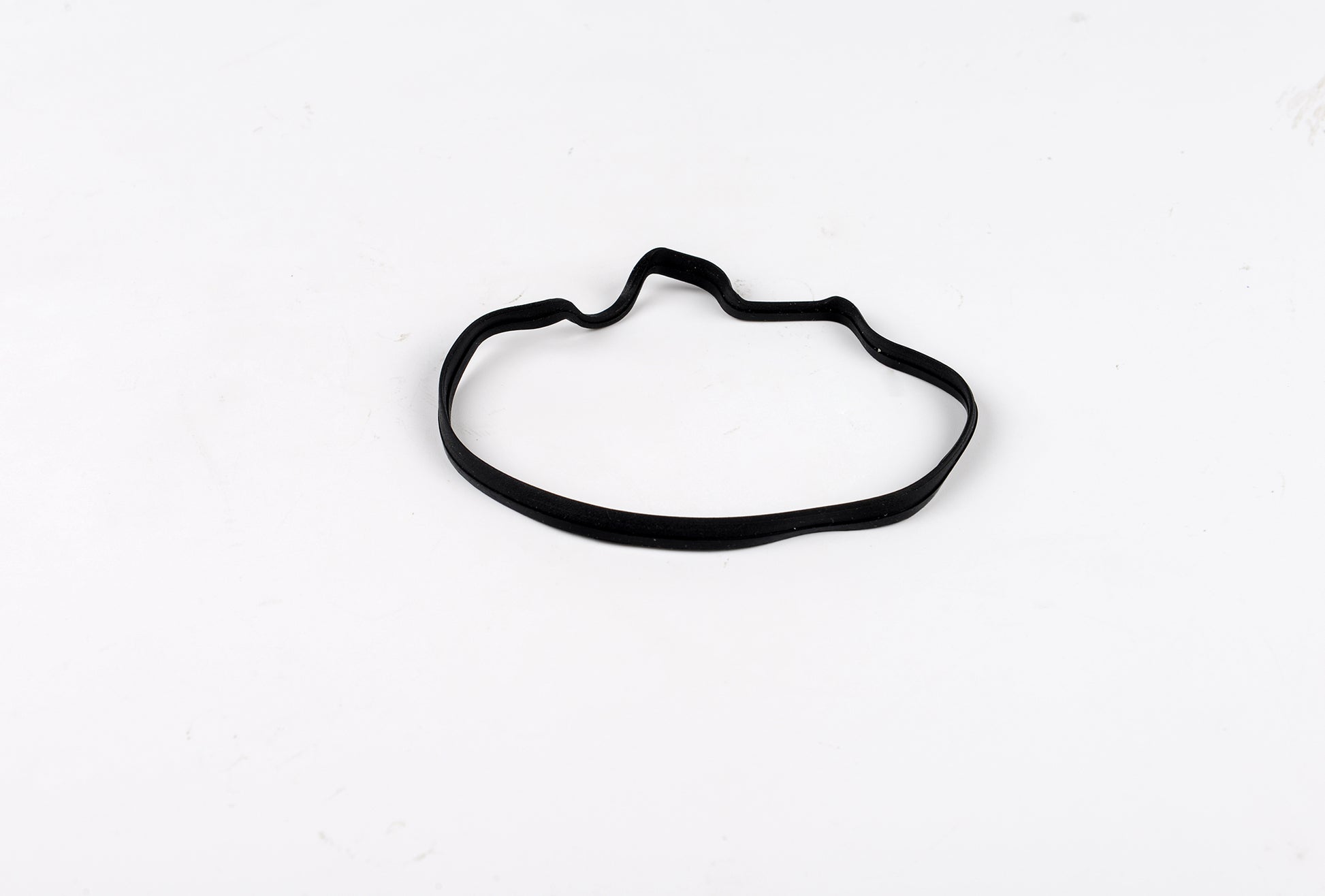 Black rubber gasket on a white background