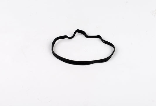 Black rubber gasket on a white background