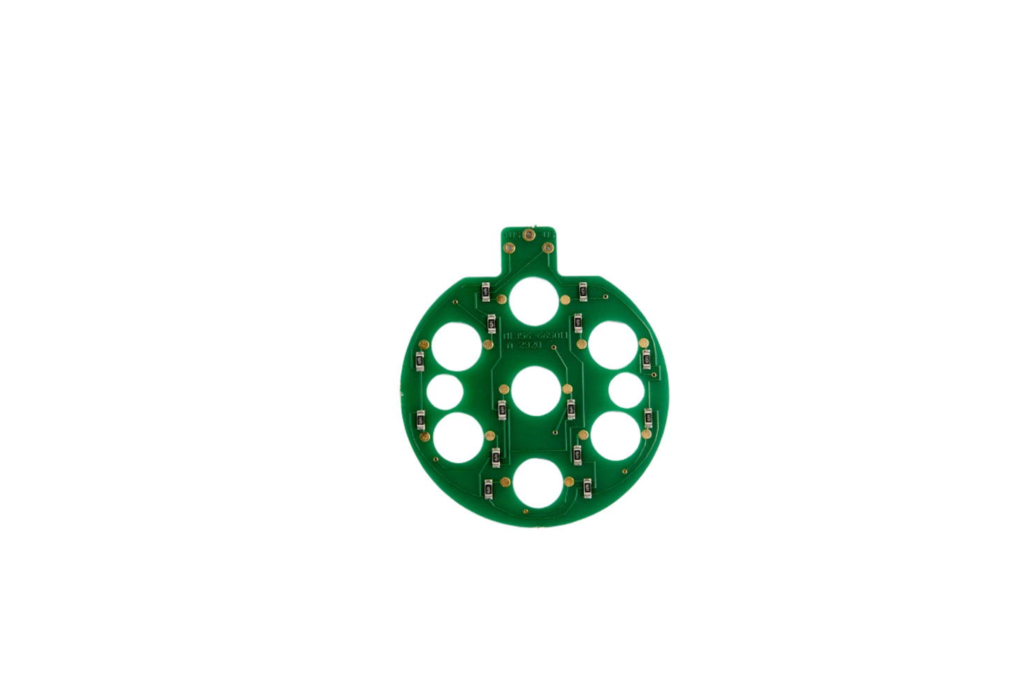 Green electronic component on a white background
