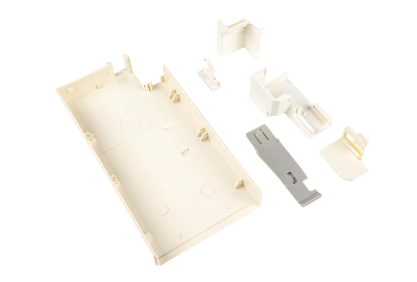 Set of mechanical components on a white background