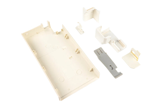 Set of mechanical components on a white background