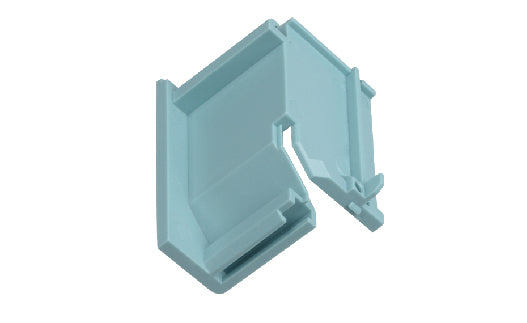 Light blue plastic component on a white background