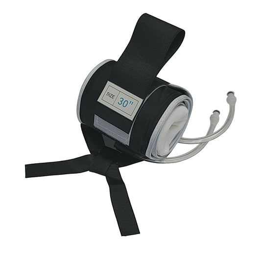 A black and white Stryker tourniquet cuff with digital display showing '30', compatible with certain medical equipment.