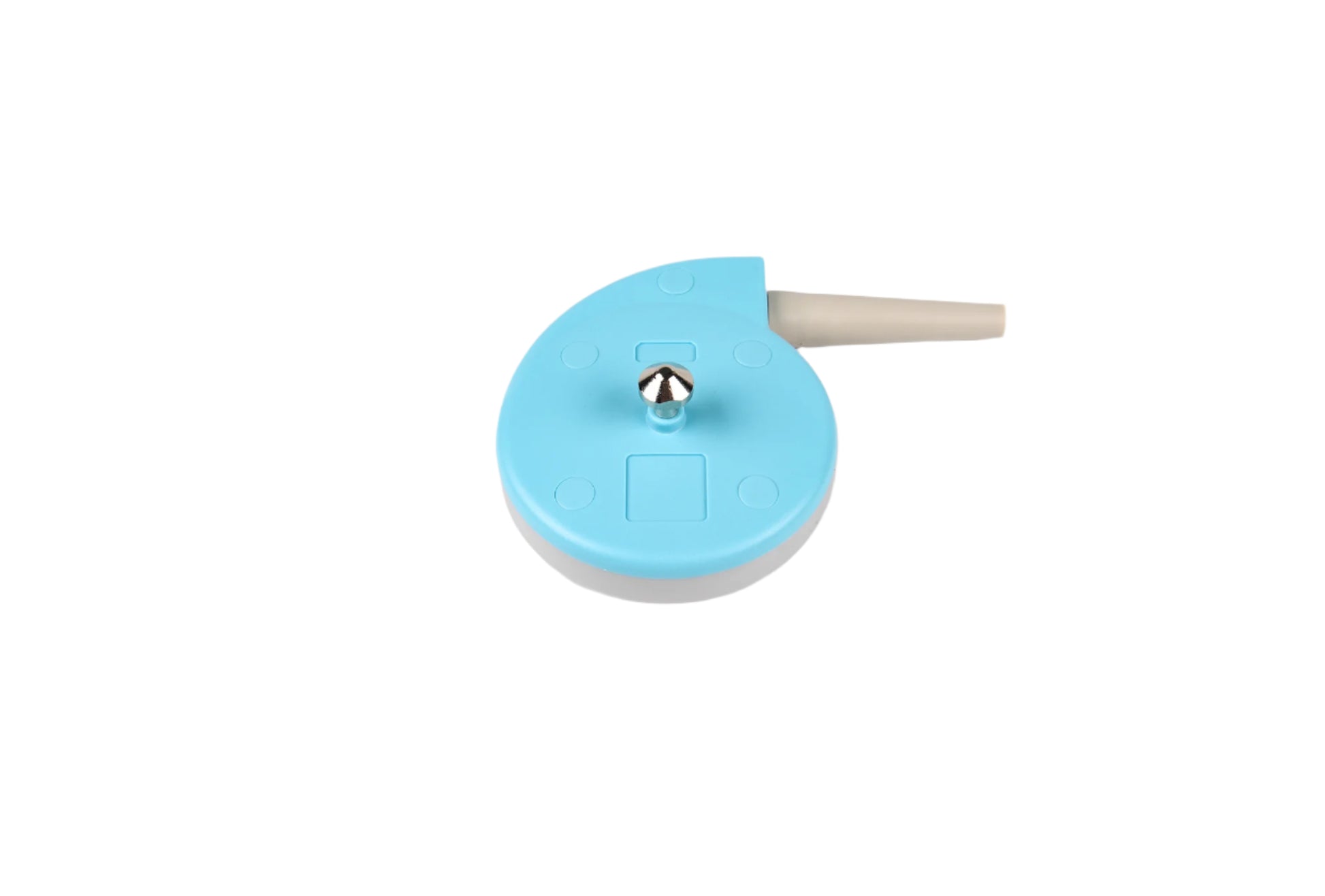 Small blue and white device on a white background