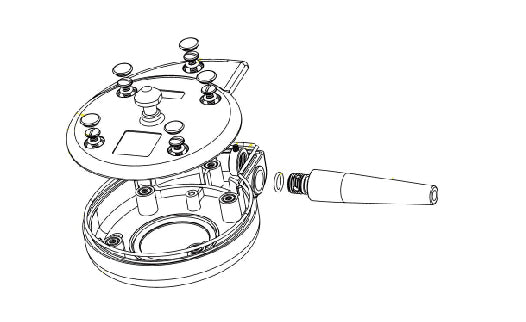 Technical drawing of a mechanical component with parts labeled