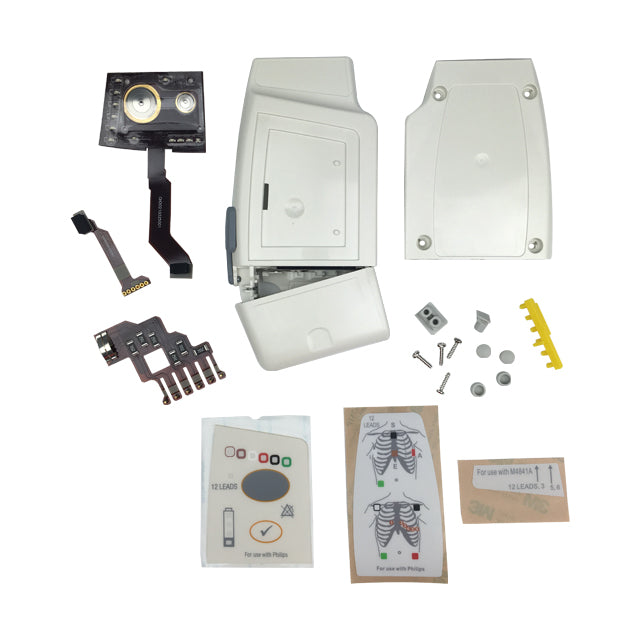 A set of electronic telemetry kit components including various modules, sensors, and fasteners on a white background.