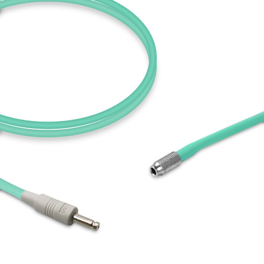 A green single tube replacement neonate air hose with connectors at both ends