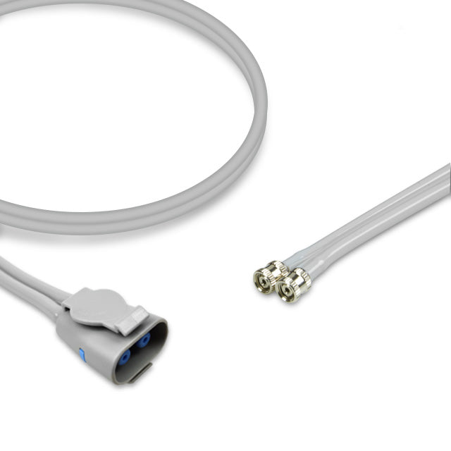 A grey-colored compatible GE Healthcare NIBP Air Hose with a single tube and connectors, isolated on a white background.