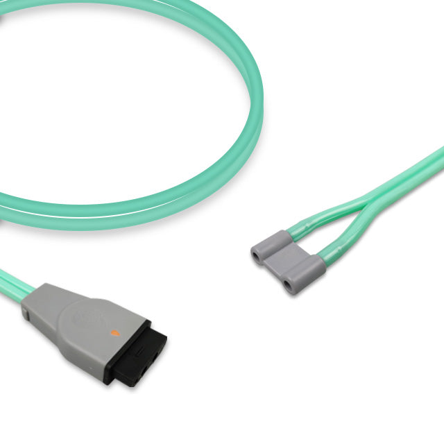 A green double tube replacement air hose for neonatal equipment with connectors at both ends.