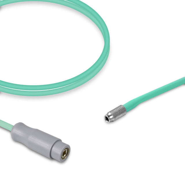 A green single tube neonate air hose with connectors at both ends, designed for medical use with the Draeger NIBP system.