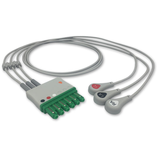 A gray Draeger ECG Leadwire with a molded Din-style connector and snap, designed for vital signs monitoring.