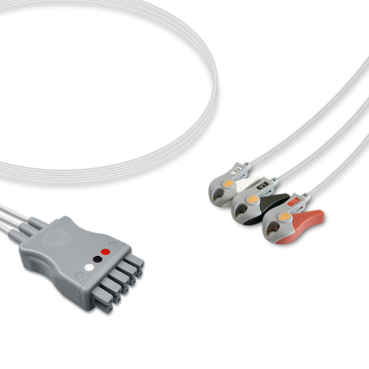 A set of medical equipment cables and connectors, typically used for electrocardiogram (ECG) machines.