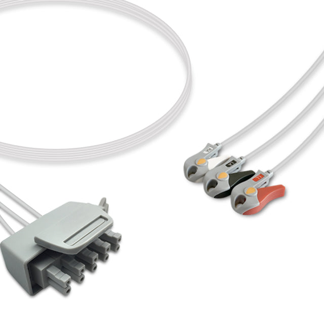 A set of medical equipment cables and connectors, typically used for electrocardiogram (ECG) monitoring, compatible with Philips ECG Leadwire M2591A.