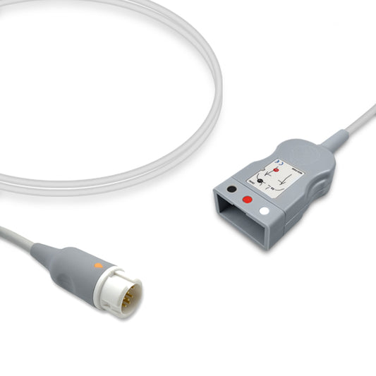 A gray ECG trunk cable with a white connector on one end and a gray connector on the other, compatible with Philips ECG equipment.