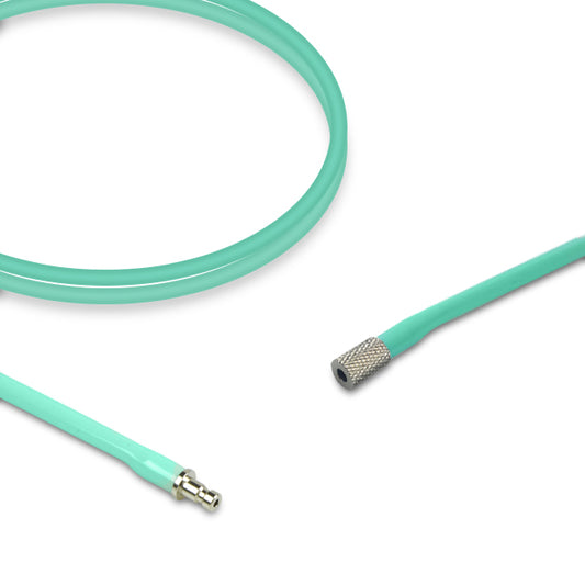 A green single-lumen neonatal blood pressure air hose with connectors at both ends, designed for medical equipment use.