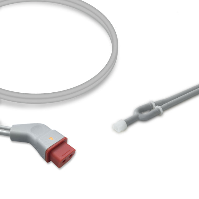 A gray Nihon Kohden NIBP Air Hose YN-901P with a double tube design, featuring a red connector on one end and a white connector on the other, alongside a 3.5m indicator.