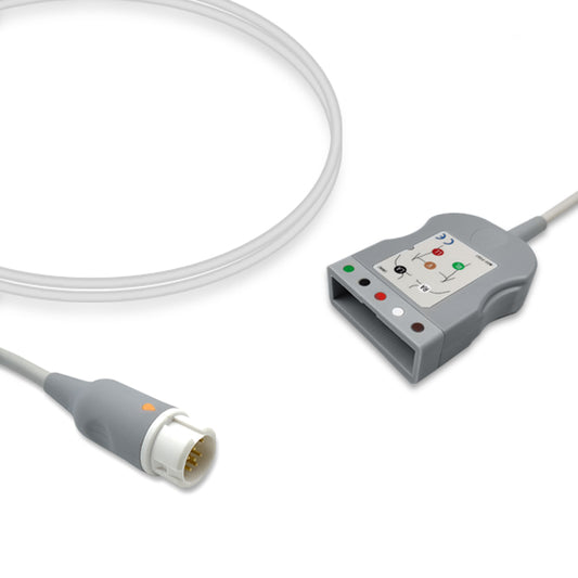A five-lead ECG (electrocardiogram) trunk cable with a grey connector and a white cable body, compatible with Philips ECG equipment.