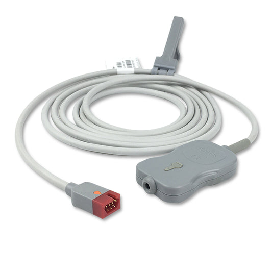 A gray DECG cable compatible with Philips fetal leg plate, featuring a spiral electrode design.