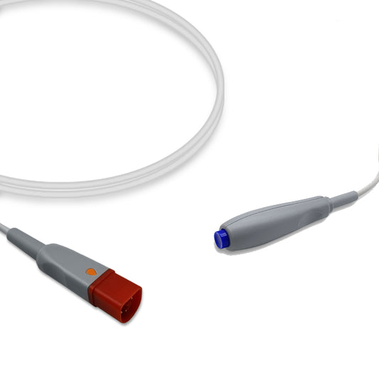 A Philips fetal event marker cable with a red connector on one end and a gray and blue connector on the other, against a white background.