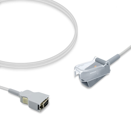 A compatible Masimo SpO2 adapter cable, showing a grey sensor and connector, against a white background.