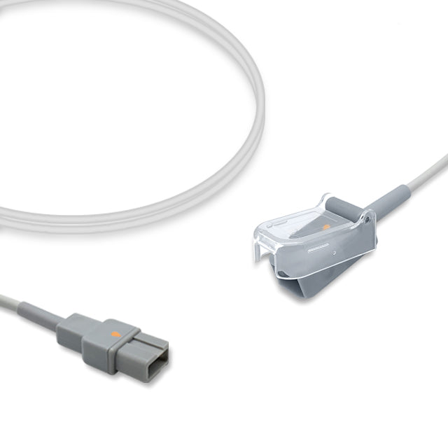An SpO2 adapter cable with a Spacelabs connector on one end and a Masimo compatible connector on the other, predominantly gray in color.