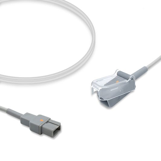 An SpO2 adapter cable with a Spacelabs connector on one end and a Masimo compatible connector on the other, predominantly gray in color.