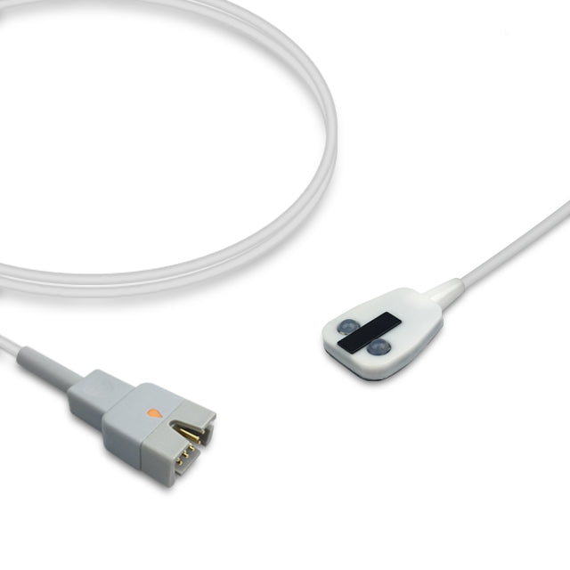 A Masimo SpO2 sensor with a white cable and adult forehead probe.